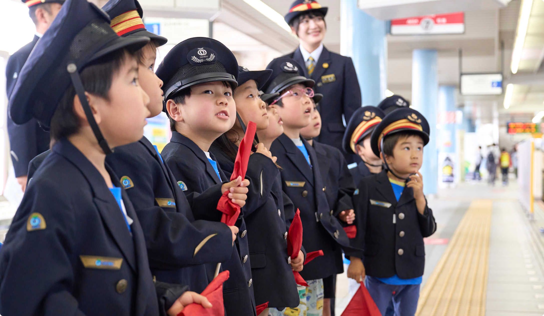 Child looking at train